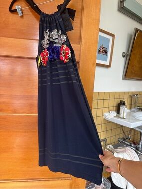 Cynthia Rowley Navy Halter Dress with Sequin Detail